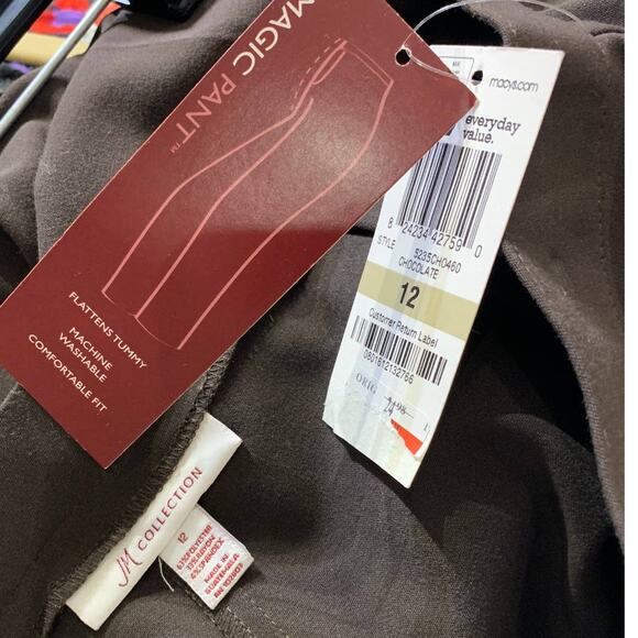 New JM Collection 12 Magic Pant Slimming Career Chocolate Brown Washable Pants - Picture 4 of 4